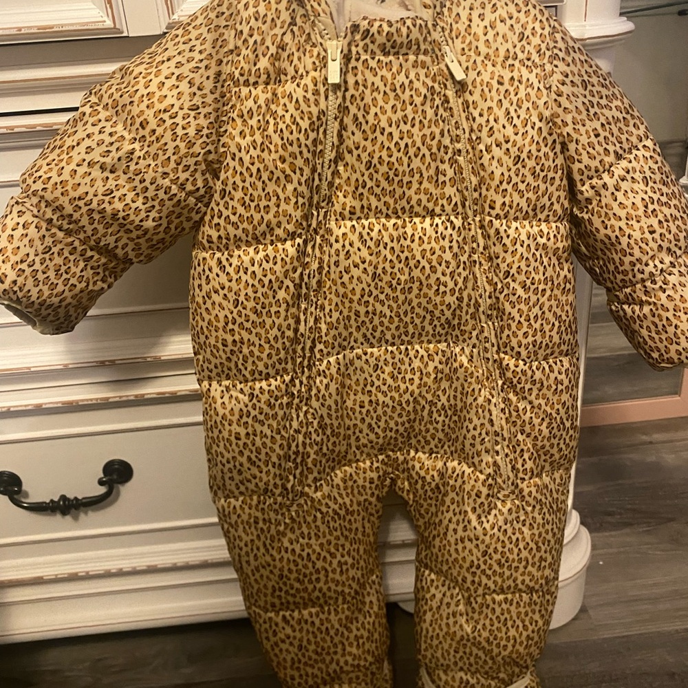 Leopard Print Puffer Snowsuit
